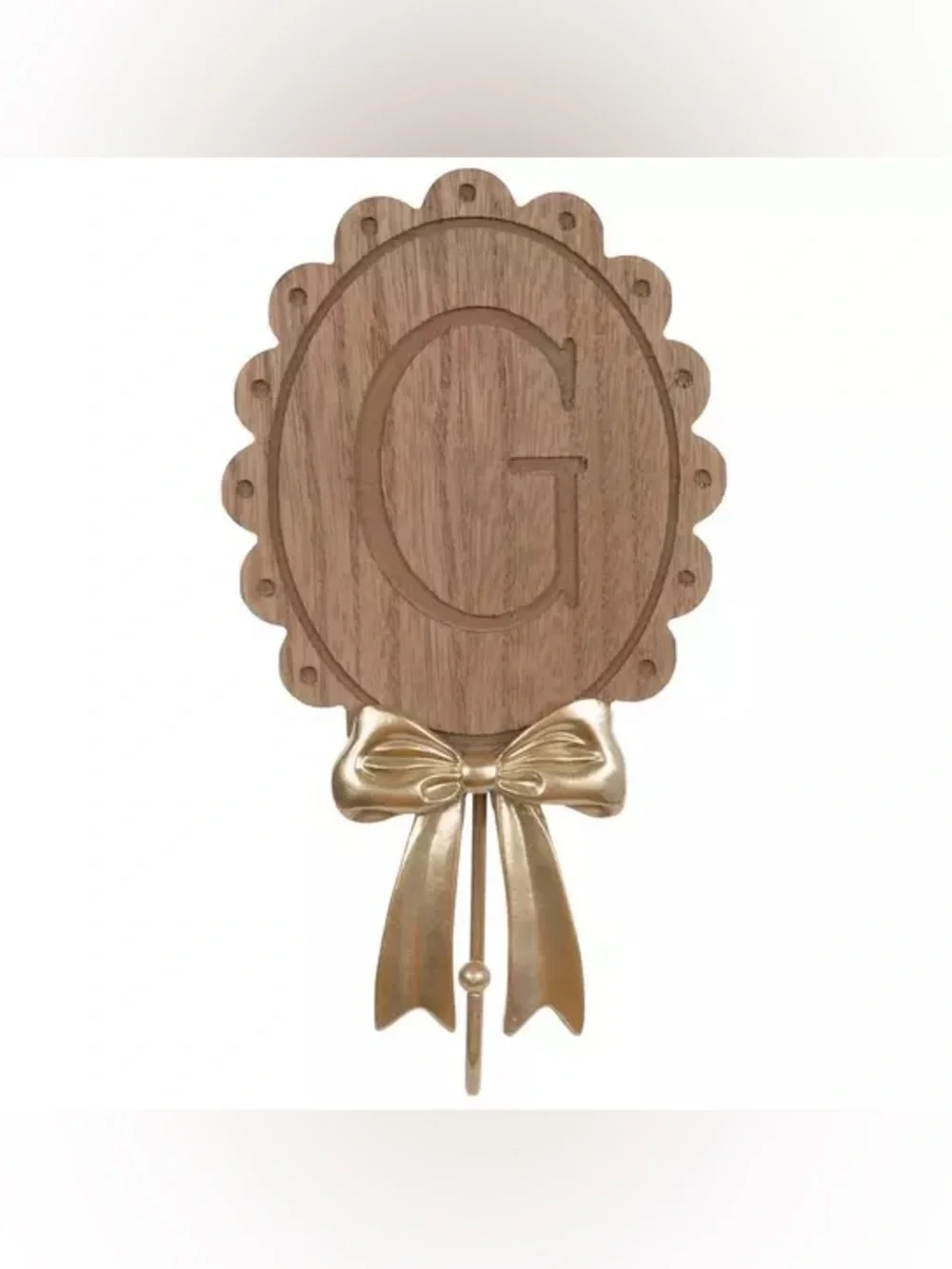 Scalloped Monogram Wood Wall Hook